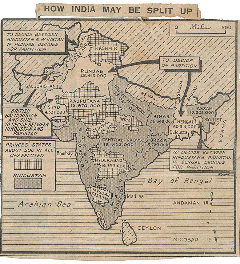 Propozycja podziału Indii, jaka pojawiła się w amerykańskiej gazecie 