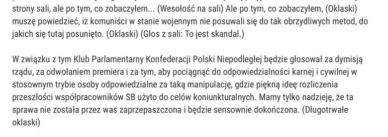 Adam Słomka w debacie o odwołaniu rządu Olszewskiego. Zastąpił wówczas Krzysztofa Króla, dziś działacza KOD