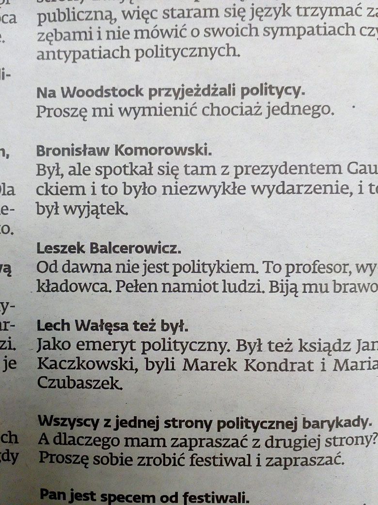 Polityka i Przystanek Woodstock