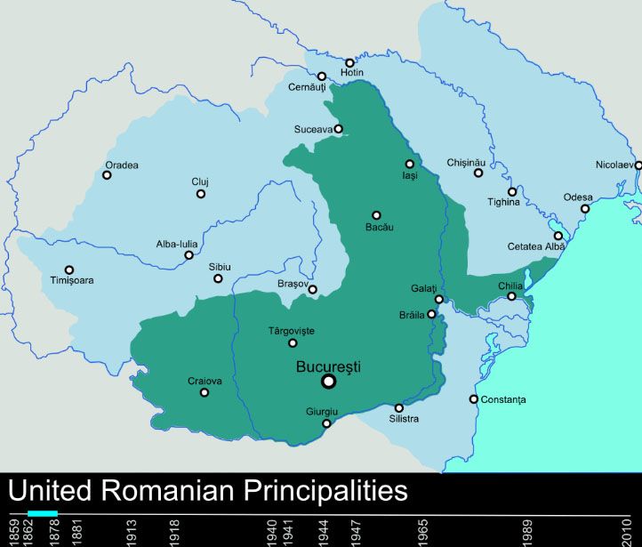 Zmiany terytorialne Rumunii od 1859-2010 roku (animacja)