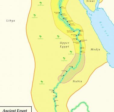 Granice starożytnego Egiptu ok. 3100 p.n.e. – 30 p.n.e.