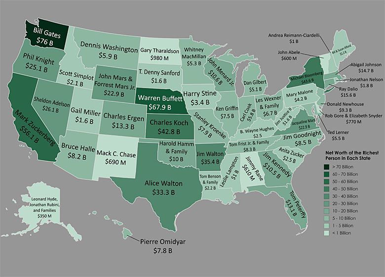 Ile Jest Ludzi W Stanach Zjednoczonych - Najzamożniejsi ludzie w poszczególnych stanach USA