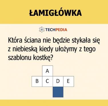 Która ściana nie będzie stykała się z niebieską kiedy ułożymy z tego szablonu kostkę?