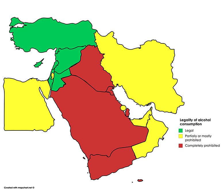 Legalność spożycia alkoholu na Bliskim Wschodzie