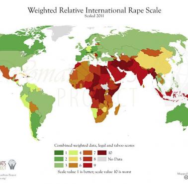 Kraje ze statystycznie najmniejszą i największą ilością gwałtów, Polska najlepiej, dane 2011