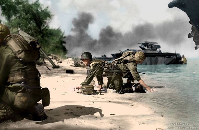 Marines pod ogniem na plażach Saipanu (archipelag Marianów, 15 czerwca – 10 sierpnia 1944)