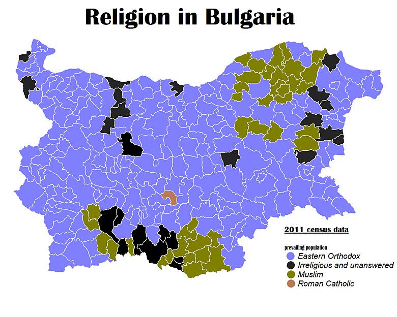 Religie w Bułgarii, dane z 2011 roku