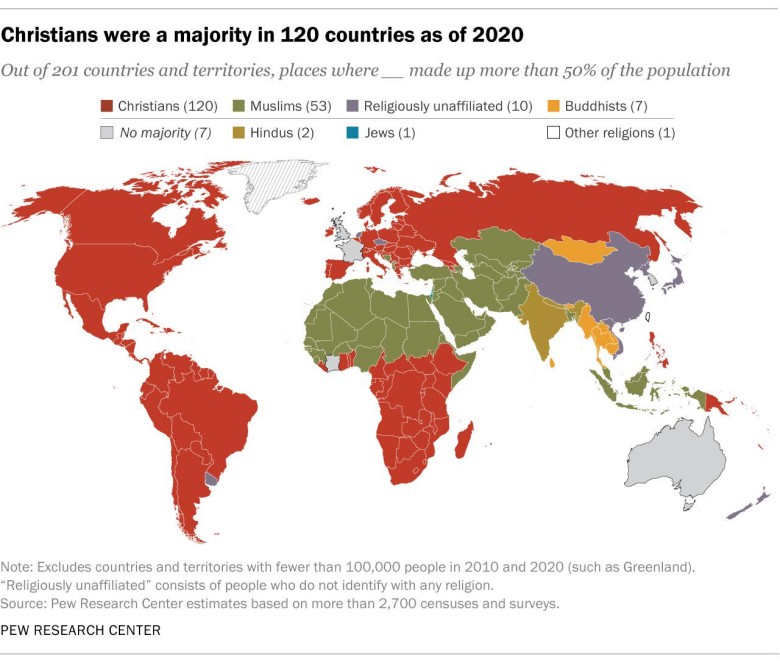 Kraje o absolutnej większości chrześcijańskiej (ponad 50 proc.)