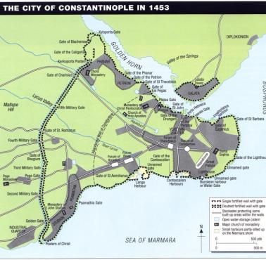 Konstantynopol w Cesarstwie Bizantyjskim w 1453 roku n.e. (ostatni rok istnienia)