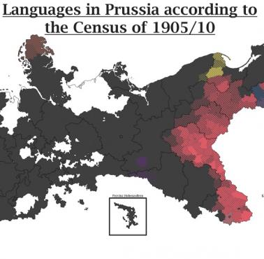 Mniejszości etniczne (języki) mieszkańców Prus według danych spisowych z 1905 i 1910 r.