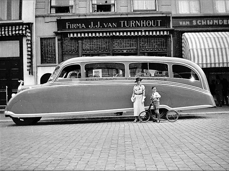 Nietypowy autobus turystyczny, Amsterdam, Holandia, 1932