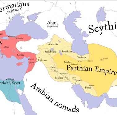 Bliski Wschód i Morze Śródziemne około 50 roku p.n.e.