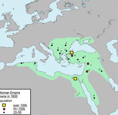 Największe miasta Imperium Osmańskiego (Turcja) w 1600 roku