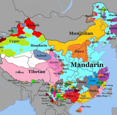 Mapa języków w Chinach