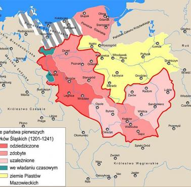 Ziemie państwa pierwszych Henryków Śląskich, 1201-1241