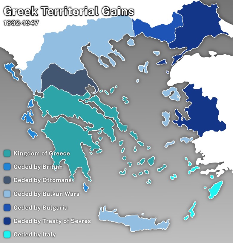 Ewolucja terytorialna Grecji w latach 1832-1947