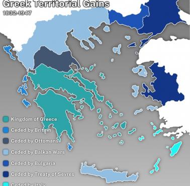 Ewolucja terytorialna Grecji w latach 1832-1947