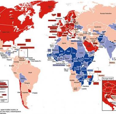 Średni dochód na osobę w poszczególnych państwach świata, dane 2015