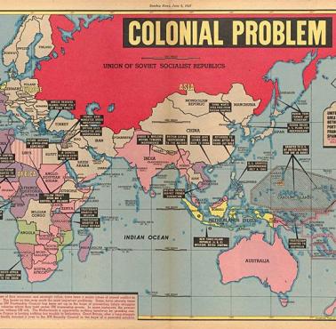Mapa kolonialnych problemów z 1947 roku