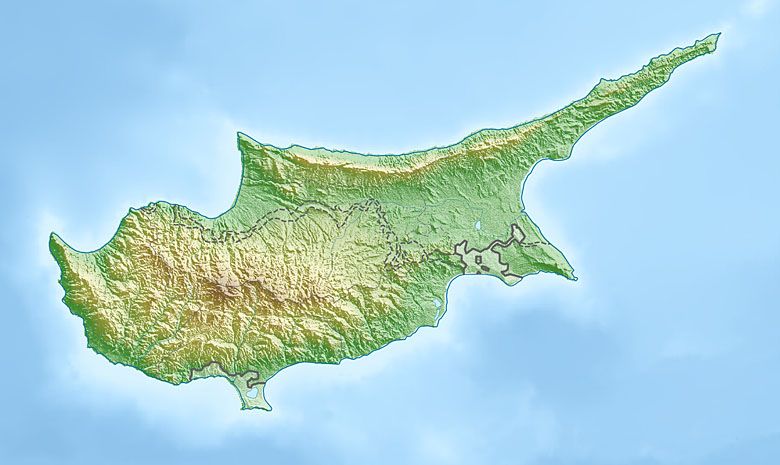 Reliefowa mapa Cypru