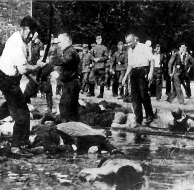 25 VI 1941 litewski pogrom 3800 Żydów w Kownie. Mordem dowodził szef litewskich oddz. Klimatis