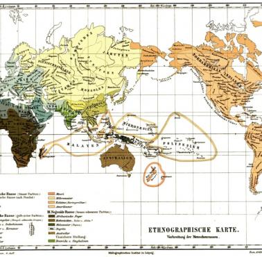 Mapa etnograficzna (ludzkich ras) - Meyers Konversations Lexikon, 1885-1890