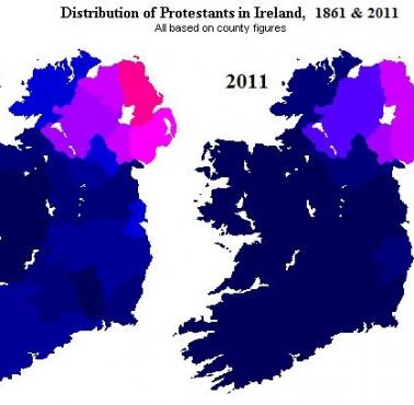 Protestanci w Irlandii, porównanie danych z 1861 i 2011 roku