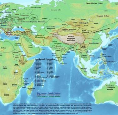 Eurazja z Afryką w przeddzień inwazji mongolskiej, 1200 rok