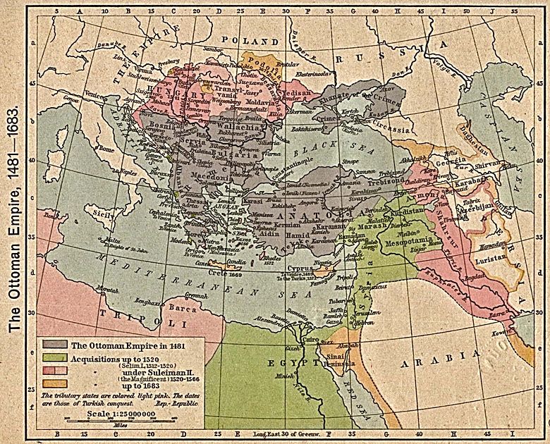 Mapa Imperium Osmańskiego z 1481-1683 roku