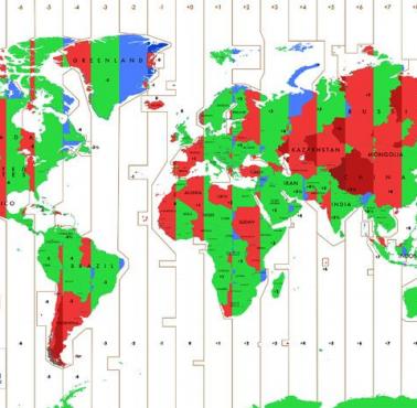 Mapa stref czasowych na cały świecie