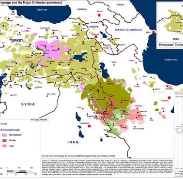 Mapa dialektów kurdyjskich