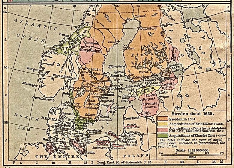 Największy zasięg Szwecji w 1658 roku