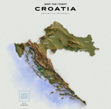 Reliefowa mapa Chorwacji