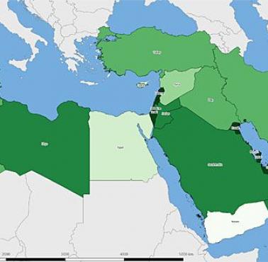 Odsetek ludności zamieszkującej obszary miejskie na Bliskim Wschodzie - 2015