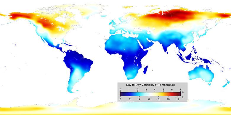 Zmienność temperatury z dnia na dzień