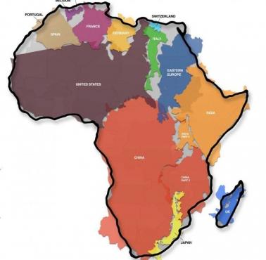 Jak duża jest Afryka w porównaniu do największych państw świata np: Chin, USA, Indii ...