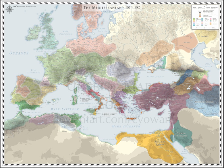 Mapa Europy w 304 roku p.n.e.