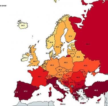 Najwyższa odnotowana temperatura w poszczególnych krajach Europy