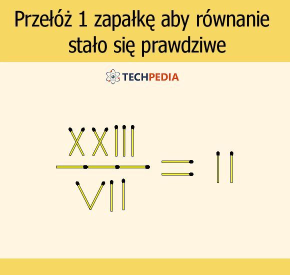 Przełóż 1 zapałkę aby równanie stało się prawdziwe