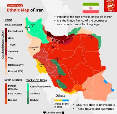 Mapa etniczna Iranu (Persji)
