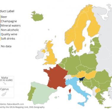 Najpopularniejsze napoje w poszczególnych krajach Europy, 2017 r.