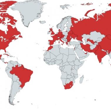Mapa krajów, w których znajduje się kopia wieży Eiffla