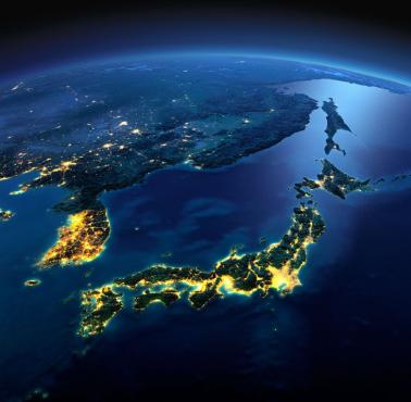 Korea i Japonia nocą