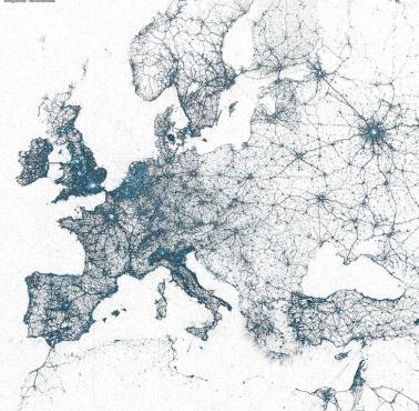 Popularność tweetowania w poszczególnych państwach Europy