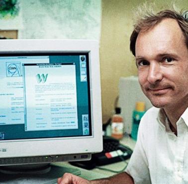 Sir Timothy Berners-Lee - współtwórca i jeden z pionierów usługi internetowych z pierwszą stroną WWW, Cern, 1991