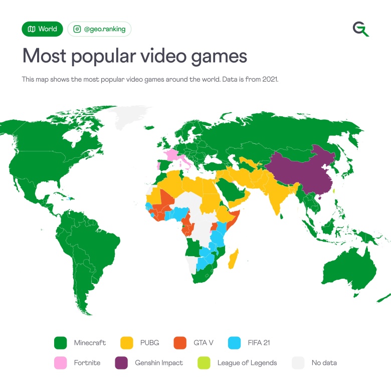 Najpopularniejsze gry wideo na całym świecie, 2021