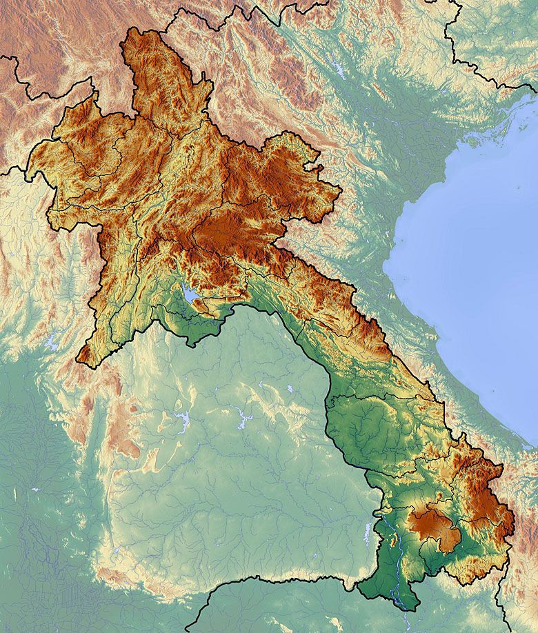 Reliefowa mapa Laosu