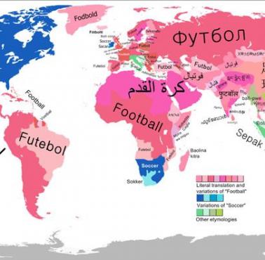 Słowo "soccer" (piłka nożna) w różnych językach na świecie