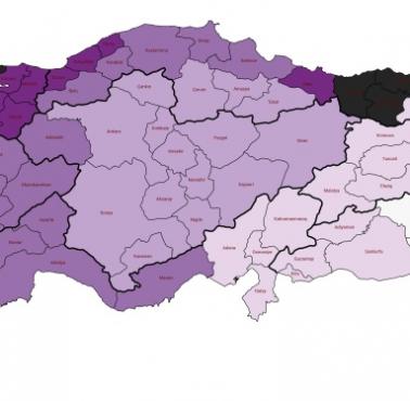 Terytoria dawnego Bizancjum pod panowaniem Imperium Osmańskiego (obecna Turcja) wraz z liczbą lat