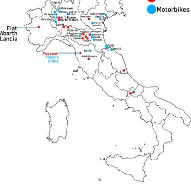 Lokalizacja producentów samochodów i motocykli we Włoszech